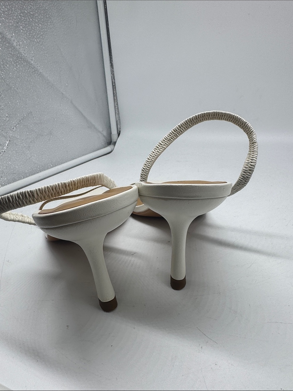 Reformation White Sling Back Heels Size 10 - Picture 2 of 16